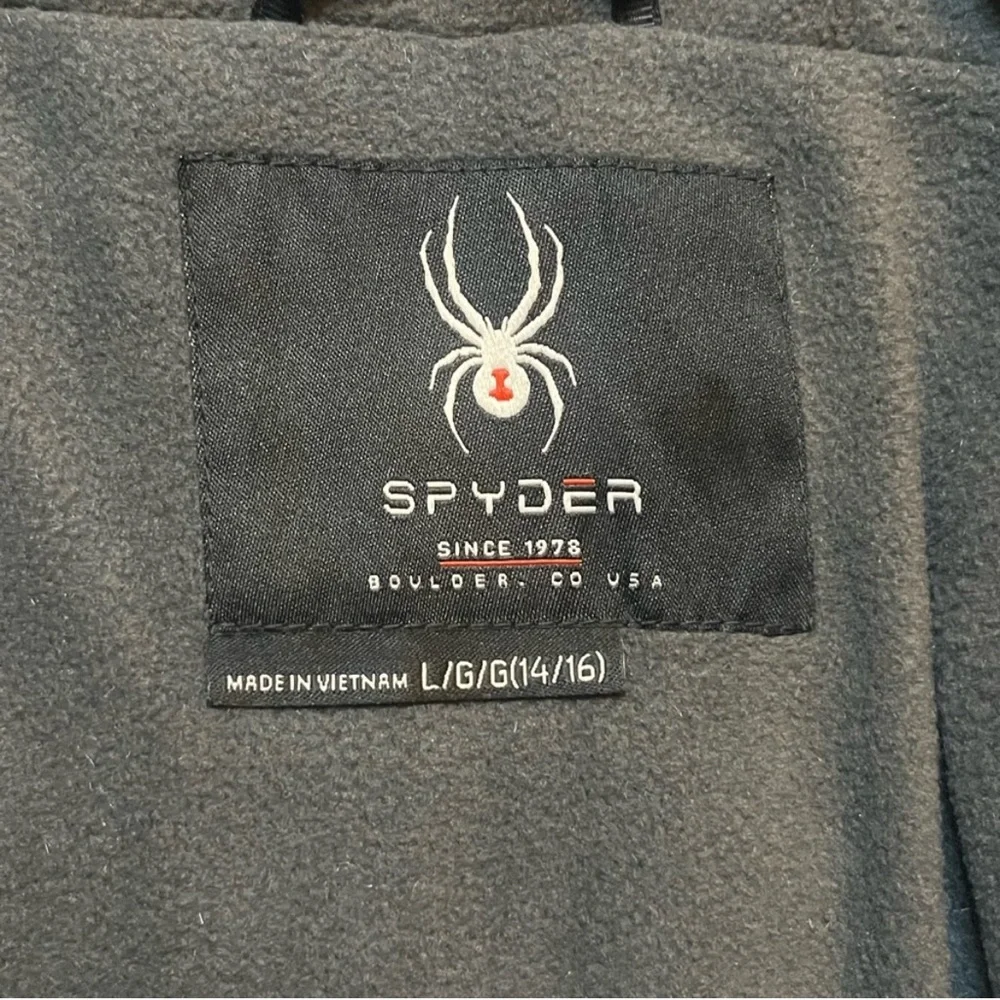 NWT SPYDER BOY's Large 14/16 CIRCUIT PUFFER JACKET BLACK & GREY - RETAIL $149